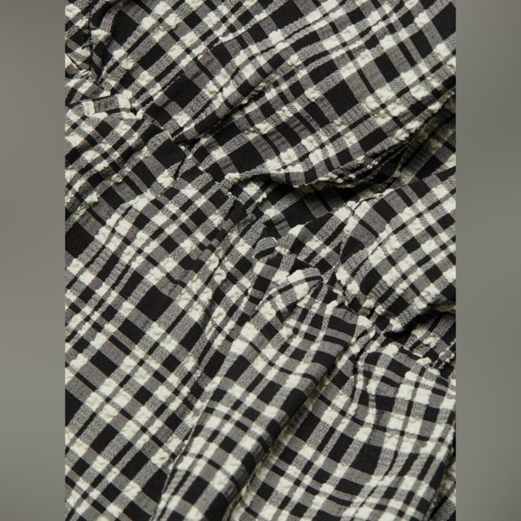 Ganni Rucked Check Plaid Top Blouse - Picture 7 of 16